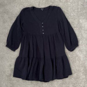 Madewell V-Neck Cotton Tiered Mini Dress